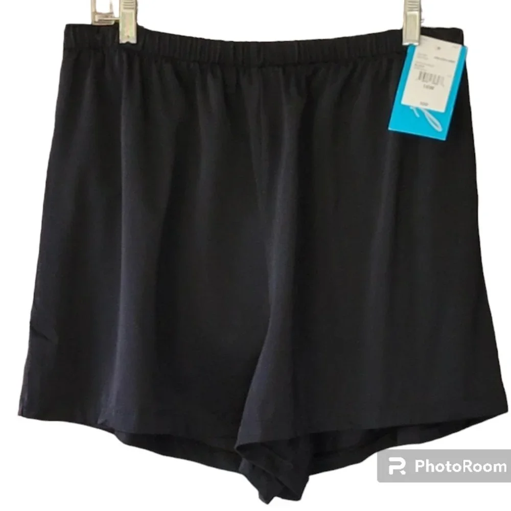 NWT Azul by Maxine of Hollywood Solid Black Swim Short NEW Plus Size 16W